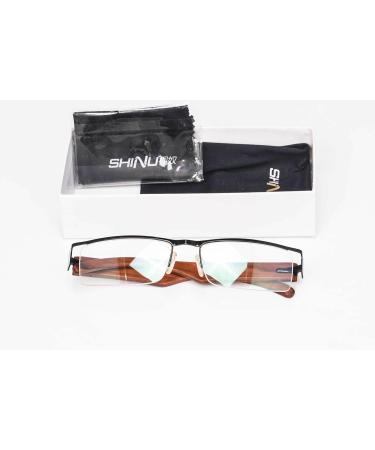 SHINU+2.50 Computer Reading Glasses for Men - Blue Light Blocking Wooden Frame Glasses (Model 2739 C2) - International Shipping Available - Buy Online on GoSupps.com