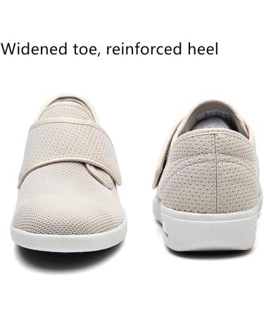 GSFY Women's Wide Width Diabetic Edema Shoes - Breathable Memory Foam Walking Sneakers for Swollen Feet - Beige, Size 8 Wide - Buy Online on GoSupps.com