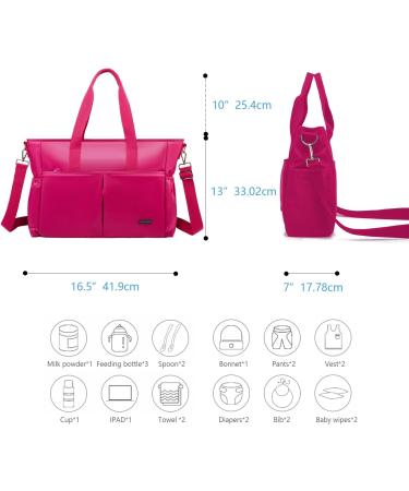 ROYAL FAIR Nappy Changing Bag for Mom and Dad | Portable Messenger Tote Bag with Pram Clips | Maternity Diaper Bag Travel Tote (Peach Color 42x33x18CM) - Buy Online on GoSupps.com