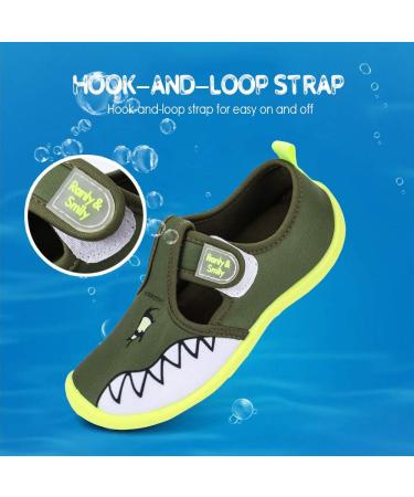 Nerteo Boys Girls Cute Aquatic Water Shoes | Olive/Shark | Size 10 Toddler - Buy Online on GoSupps.com