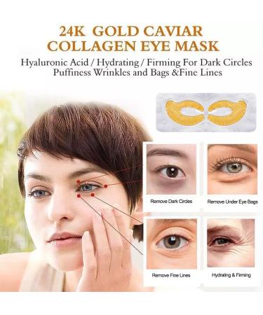 Gold Hydrogel Eye Mask - Anti-Aging Collagen Eye Patches for Dark Circles Puffiness & Wrinkles | 5 Pairs Moisturizing Under Eye Pads - Buy Online on GoSupps.com