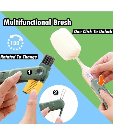 Tovmekdjn 5-in-1 Bottle Cleaning Brush Multifunctional Cleaning Brush for Lid Crevice & Bottle for Cleaning Bottle Water Bottles Easy Install - Buy Online on GoSupps.com