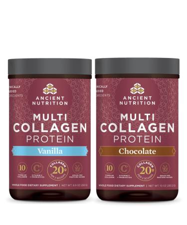 Ancient Nutrition Multi Collagen Protein Powder Vanilla 24 Servings + Multi Collagen Protein Powder Chocolate 24 Servings