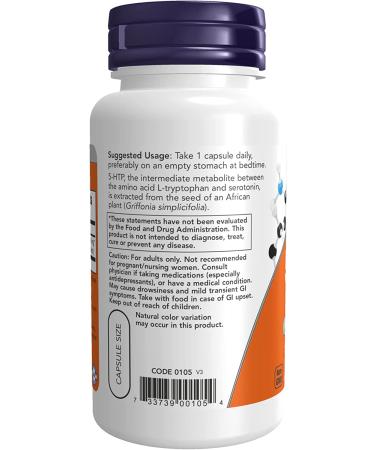 Now Foods 5-HTP 100 mg - 60 Veg Capsules for Mood Support & Relaxation - Buy Online on GoSupps.com