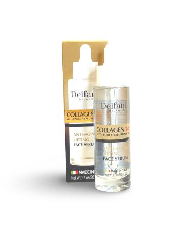 Delfanti Milano COLLAGEN 24K with pure HYALURONIC Acid Anti-Aging Lifting Face Serum Made in Italy 1.7 oz