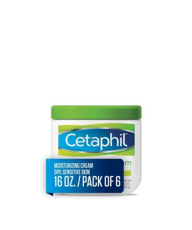Cetaphil Moisturizing Cream for Very Dry/Sensitive Skin Fragrance Free 16 Ounce Pack of 6