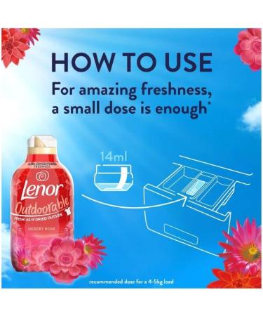 Lenor Outdoorable Fabric Conditioner Ultra Concentrated Freshness Desert Rose 55w 770ml + Our Gift for You: Organza Small Bag: 9x7x0.1cm - Buy Online on GoSupps.com