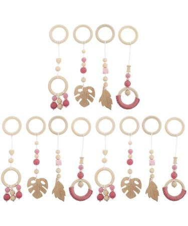 Healifty 12 pcs Bedroom Pendant for Adornments Gift Teething Xmas Household Soother Decorations Toy Baby Pink Beech Toys Home Decorative Useful Chewing Shower Teethers Decor Newborn Pinkx3pcs 28.5X7X1CMx3pcs