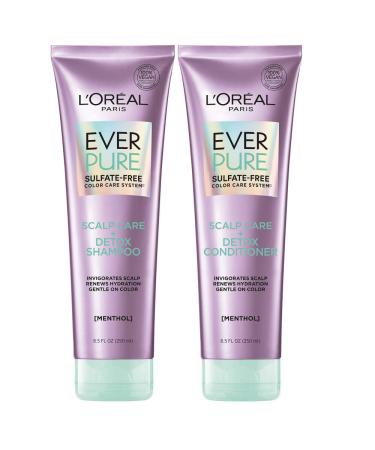 L'Oreal Paris EverPure Scalp Care + Detox Sulfate Free Shampoo & Conditioner 8.5 Ounce (Set of 2) Shampoo & Conditioner set 2 Piece Set