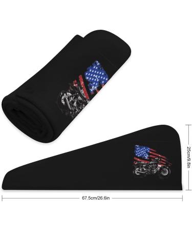 American Flag Motocross Hair Towel Wrap - Super Absorbent Microfiber Turban for Women | 10"x26" with Button - International Shipping Available - Buy Online on GoSupps.com