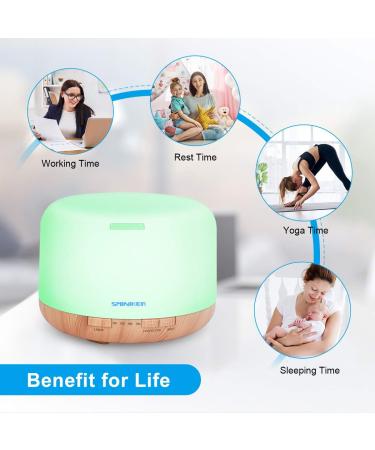 Sminiker 500ML Essential Oil Diffuser with Remote Control | Adjustable Mist Mode, Waterless Auto Shut-Off, 7 LED Light Colors | Home Diffusers - Buy Online on GoSupps.com