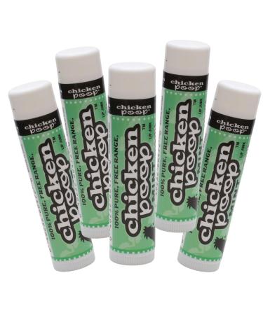 Chicken Poop Lip Balm Simone Chickenbone 100% Natural Moisturizer for Dry Chapped Lips 0.15 oz (Mint) Total Refreshing Pack of 5