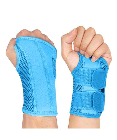 NuCamper Wrist Brace Carpal Tunnel Right Left Hand for Men Women Night Wrist Sleep Supports Splints Arm Stabilizer with Compression Sleeve Adjustable Straps for Tendonitis Arthritis Pain Relief Right Hand-Blue Small/Medium (Pack of 1)