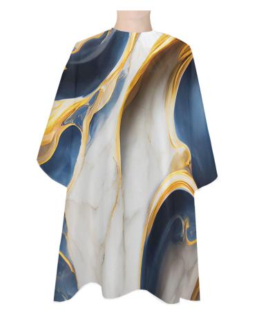 Navy Blue Gold Barber Cape - Salon Hair Cutting Cape for Women Men Kids Adults Marble Modern Art Abstract Gradient Gray Haircut Cape with Elastic Neckline Hairdressing Stylist Cape Gown Accessories
