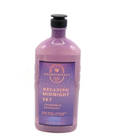 Bath and Body Works Aromatherapy Relaxing Midnight Sky Chamomile Patchouli Body Wash and Foam Vitamin E & Aloe 10 Fluid Ounce