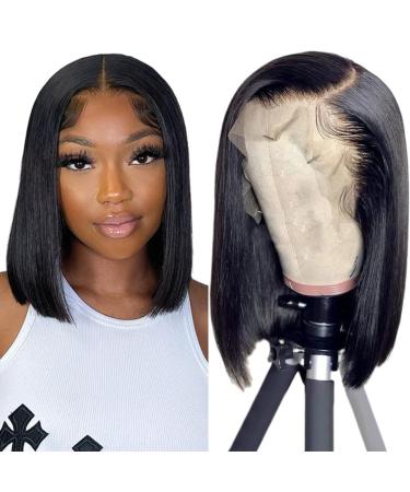 Dheridy 180% Density Bob Wig Human Hair 13x4 Straight HD Lace Front Wigs Human Hair Pre Plucked Short Bob Wigs for Black Women Human Hair Free Part 12 Inch 12 Inch 13x4 Bob Wig