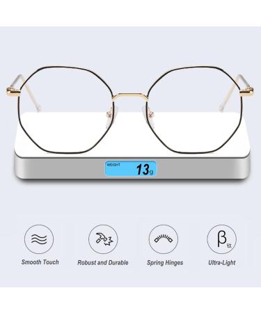 VOOLGA Classic Retro Blue Light Filter Glasses - Polygon Fashion Glasses for Men & Women - Anti-Blue Light Metal Glasses in Black & Gold - Buy Online on GoSupps.com