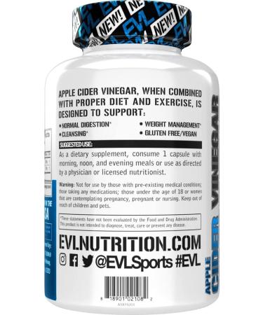 EVLution Nutrition Apple Cider Vinegar - 60 Veggie Capsules for Weight Loss & Digestion - Buy Online on GoSupps.com
