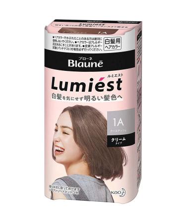 Kao Blaune Lumiest Hair Color For Gray Hair - 1A Cool Ash (Green Tea Set)