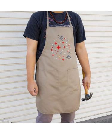 GRAPHICS & MORE Nurse Doctor Pattern Apron with Pockets - Healthcare Stethoscope & Thermometer Design for Professionals | International Shipping Available - Buy Online on GoSupps.com