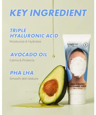 Hydrating Vegan Aqua Cleanser - Gentle Deep Cleansing Face Wash with Hyaluronic Acid & Avocado Oil | Makeup Remover & Skin Barrier Protector 5.07 Fl Oz - Buy Online on GoSupps.com