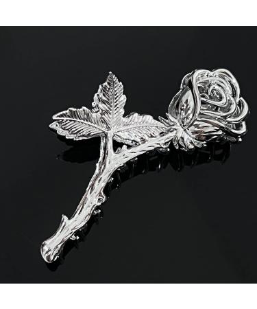 Rose Shape Silver Hair Claw Clip - Nonslip Metal Hair Catch for Thin & Thick Hair - Gold Hairpin Accessory for Women - Buy Online on GoSupps.com