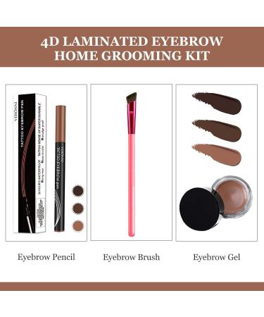 Anjoize 4D Hair Stroke Eyebrow Stamp Brush Kit - New 2023 Laminated Grooming Set | Gray Brown - Buy Online on GoSupps.com