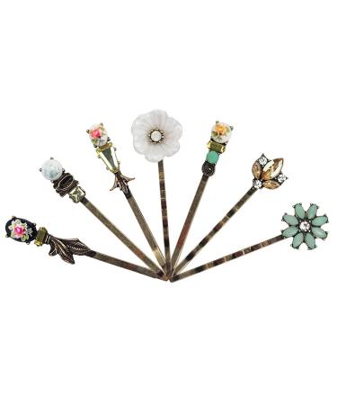 Vintage Elegant Hairpins Set - 7PCS Metal Bobby Pins for Women and Girls | Retro Hair Clips Accessories - Buy Online on GoSupps.com