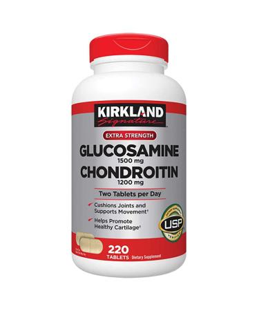 Kirkland-Signature Extra Strength Glucosamine 1500mg/Chondroitin 1200mg Sulfate - 220 Tablets, Supports Nourishing / Keeping The Joint Healthy