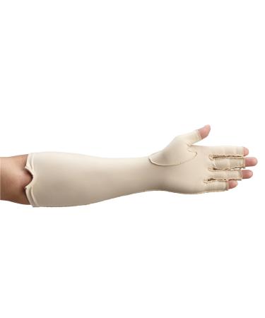 Rolyan Forearm Length Left Compression Glove Open Finger Compression Sleeve to Control Edema and Swelling Water Retention and Vericose Veins Covers Fingers to Forearm on Left Arm Small