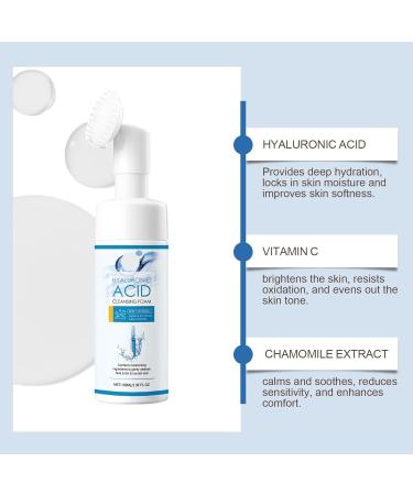 Hyaluronic Acid Foam Facial Cleanser - Gentle Deep Cleaning Moisturizing & Hydrating Anti-Wrinkle Remove Dirt & Oil Unclog Pores(1PCS) - Buy Online on GoSupps.com