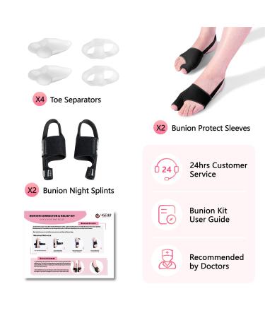 4GEAR SPORTLIFE Bunion Corrector Kit - 8pcs - Bunion Night Splints, Sleeves, Toe Separators - Day & Night Pain Relief for Men & Women - Large - Buy Online on GoSupps.com