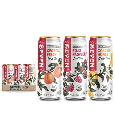 SevenTeas Greatest Hits Variety Pack of Teas, 16 OZ (Pack of 12 Cans), Organic Iced Tea Greatest Hits Teas Variety Pack Pack of 12