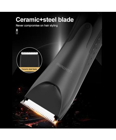 LIHTNING Beard Trimmer for Men | Waterproof Rechargeable Electric Razor & Body Trimmer | Pubic Hair Trimmer with Dock (Black - Buy Online on GoSupps.com
