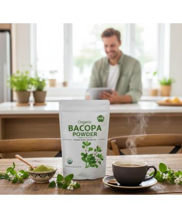 Organic Bacopa Powder (Brahmi Leaf) Certified organic Ayurveda Superfood Hair and brain tonic Resealable Pouch of 8 oz - Buy Online on GoSupps.com