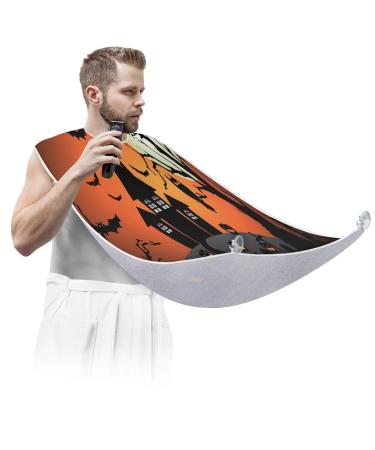 Beard Bib Apron Beard Bib Hair Catcher for Men Shaving and Trimming Non-Stick Waterproof Beard Cape Grooming Cloth Halloween Full Moon