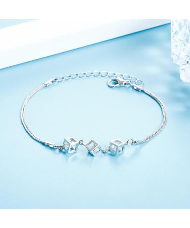 Oralgos Zircon-Cube Bracelet - Elegant Adjustable Crystal Chain Jewelry for Couples & Anniversaries - Buy Online on GoSupps.com