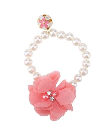 Dog Flower Pearl Necklace Pet Elastic Collar Jewelry Beads Accessory Fashionable Elegant Lace Ornament (4#)