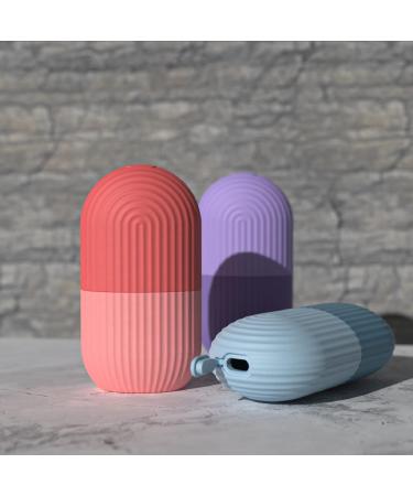 Joyeee Silicone Ice Face Roller for Skin Care - Shrink Pores, Anti-Wrinkle, Reduce Puffiness, Improve Elasticity - Striped Purple - Buy Online on GoSupps.com