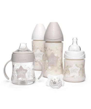 Suavinex My Essentials White Star Baby Kit with 1 Dummy -2/4 m + 2 Bottles 270 ml + 1 Bottle 150 ml + 1 Drinking Cup 150 ml
