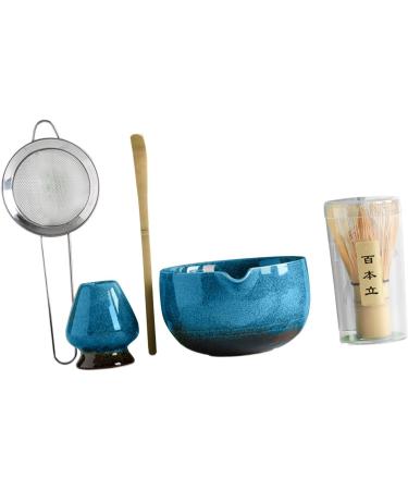 B Baosity 5 Pieces Matcha Tea Set Japanese Ceremonial Matcha Full Set Stainless Sifter Matcha Ceremony Set for Matcha Ceremony Office Blue - Buy Online on GoSupps.com