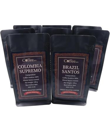 Coffeenes Coffee Beans 8 x 100 g - Assortment of Coffee Beans 8 Flavors - Tasting Box - Arabica Coffee Beans - Coffee Bean Gift Box - Buy Online on GoSupps.com