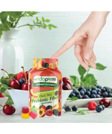 MYVIDAPURE Fruit Mix Prebiotic Fiber Gummies - Natural Strawberry, Peaches & BlackBerry Flavor - 60 Gummies (Non-GMO, Gelatin-Free) - Buy Online on GoSupps.com
