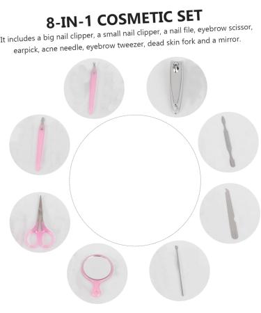 POPETPOP Fingernail Trimmer Tools Mirrors Nail Trimming Kit Nail Kit The Mirror Stainless Hair Double Bun 8 in 1 Nail File Nail Trimmer Kit Fingernail File Pink Manicure - Buy Online on GoSupps.com