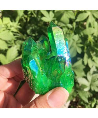 Home Decoration 100-120g Natural Crystal Green Angel Aura Quartz Cluster specimens Cured Titanium Coating Quartz Cluster Stones Obelisk (Size : 110-120g) - Buy Online on GoSupps.com