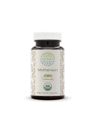 HerbEra Motherwort 60 Capsules, 400 mg, USDA Organic Motherwort (Leonurus Cardiaca) Dried Herb (60 Capsules) 60 Count (Pack of 1)
