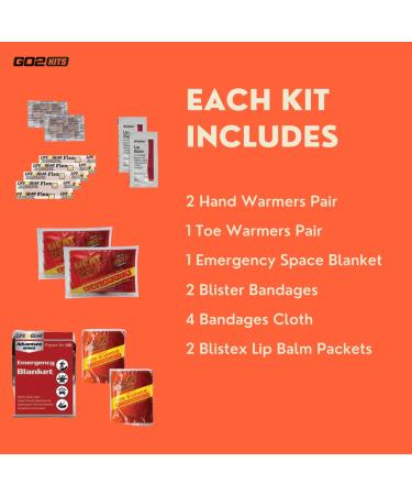 Go2Kits 100-Kits Cold Weather Winter Hygiene Toiletry Kit for Charity - Hand Warmers, Space Blanket, Lip Balm & More (100 Pack) - Buy Online on GoSupps.com