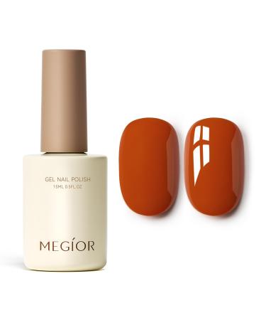 MEGIOR Pumpkin Gel Nail Polish 15ml Orange Gel Polish High Gloss Soak Off UV LED Nail Gel Polish for Nail Art Manicure Salon DIY Home Gift for Girls Pumpkin Party