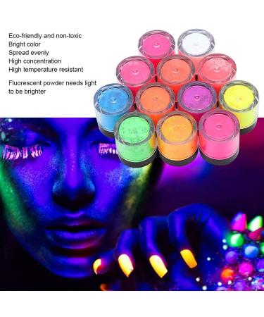 12 Colors Fluorescent Nail Powder - UV Reactive Neon Pigment for Halloween Nail Art | DIY Manicure Tool - Buy Online on GoSupps.com