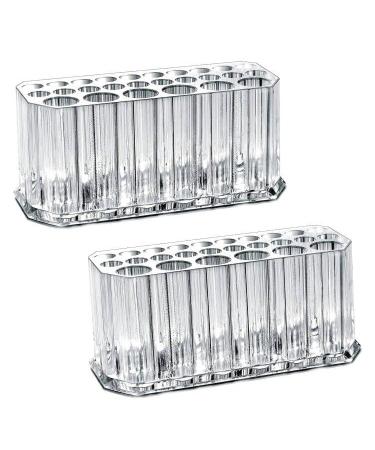 Miaowater Clear Acrylic Makeup Eyeliner Lip Liner Holder Organizer 26 Spaces (2Pack Clear)